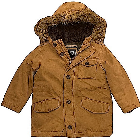 GAP WINTER KHAKI SNORKLE SHERPA FUR HOOD COAT